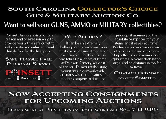 Sell your collection with Poinsett Armory - Quick and Simple w/ New Low Commission Rates