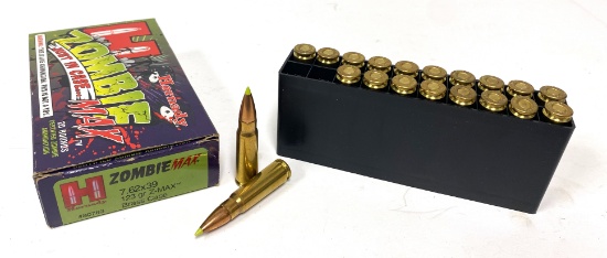 NIB 20rds. of 7.62x39mm Hornady 123gr. Zombie-Max Brass Ammunition