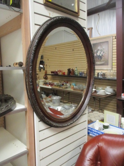 Vintage Oval Composite Beveled Wall Mirror