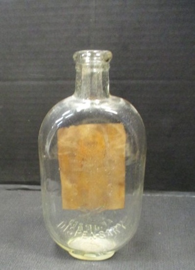 South Carolina Dispensary Flask Bottle with Embossed Palmetto Tree and Label