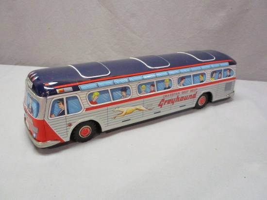 Cragstan Vintage Tin Beep Beep Greyhound Bus Battery Powered Made in Japan
