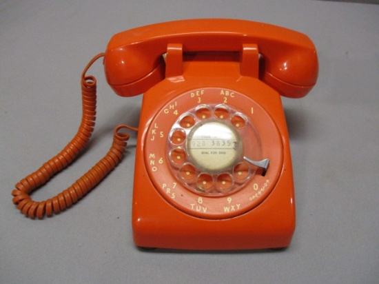 1970's Orange Rotary Phone