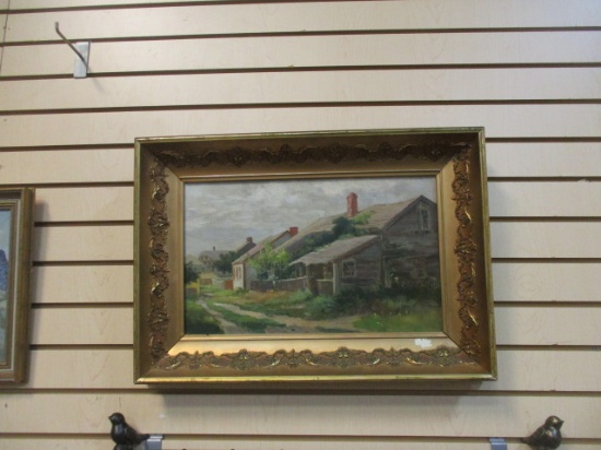 Framed Original Oil on Canvas House Scene