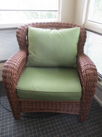 Allen & Roth All Weather Wicker Chair with Sunbrella Removable Cushions