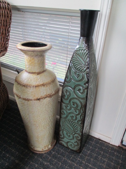 Two Metal Floor Vases