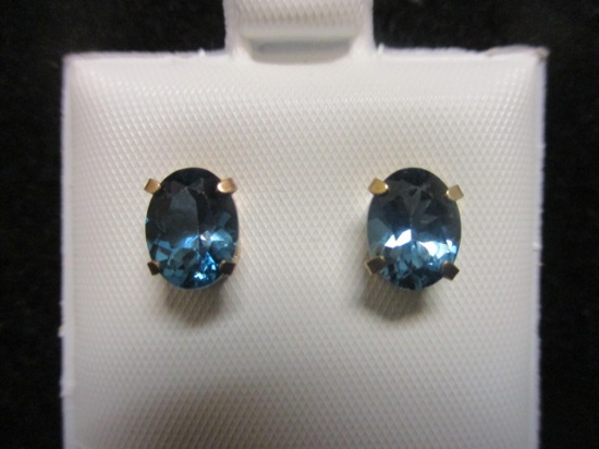 14k Gold London Blue Topaz Earrings