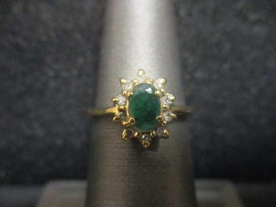 10k Gold Emerald and Diamond Ring