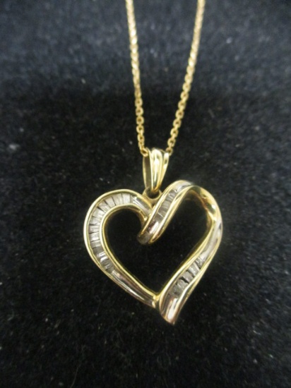 14k Gold Diamond Heart pendant on  20" Chain