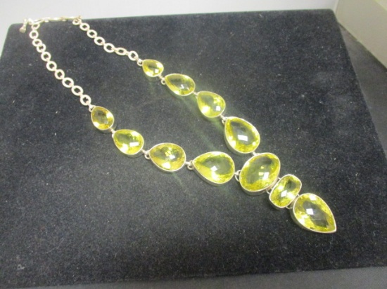 Sterling Silver Yellow Quartz Necklace