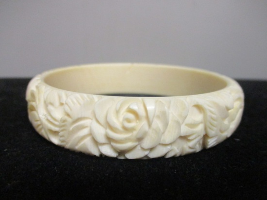 Pre-Ban Carved Ivory Bangle Bracelet