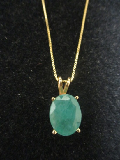 14k Gold Emerald Pendant on 18" Chain