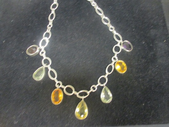 Sterling Silver Necklace with Gemstones