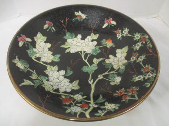 Asian Style Porcelain Butterfly Design Console Bowl