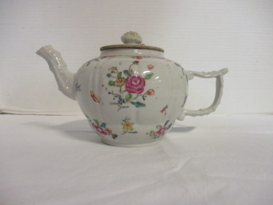 Vintage Ironstone Teapot with Floral Designs