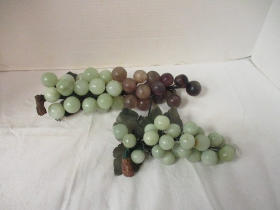 Two Mid Century Jade/Stone Grape Clusters