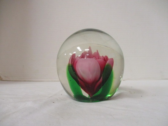 Joseph St. Clair Art Glass Flower Paperweight