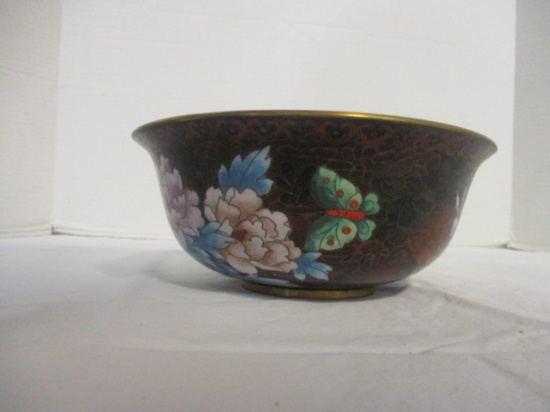 Large Cloisonne Bowl with Floral Still Life Design