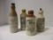 Four Vintage Pottery Bottles - Lawrence & Son's, W. Biscombe, Pain & Bayles and Lee's
