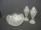 Cut Crystal Bowl and pair of Shakers