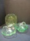 Depression Uranium Glass Plate  and Two Bowls