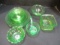 10 Pieces of Depression Uranium Glass - Bowls, Refrigerator Dish, Plates, Spoon Etc.