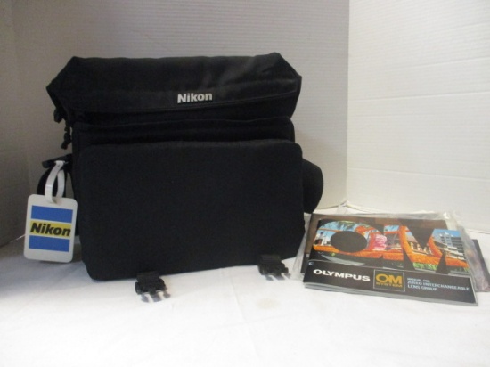 Nikon Camera Bag with Olympus camera Literature and 2 Rolls of 100 35mm film