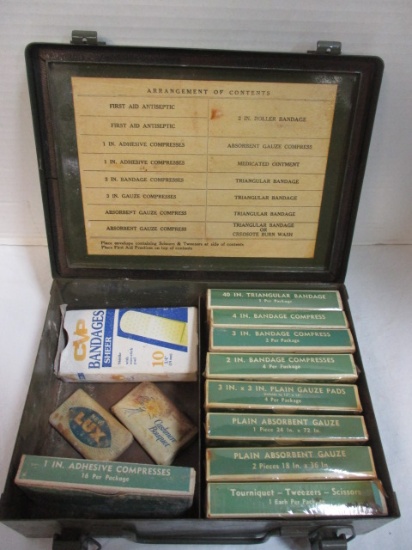 Metal Military First Aid Kit with Contents
