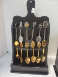 Pair of Souvenir Spoon Holders with Spoons