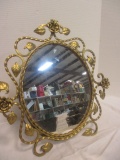 Oval Table Top Mirror with Metal Rose Frame