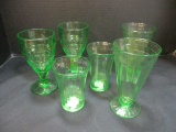 Depression Uranium Glass Parfaits, Goblets and Glasses