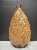 Ceramic Decorative Vase with Embossed Swirls