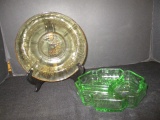 Green  and Yellow Depression Glass Bowls