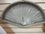 Shadow Box Framed Antique Mother of Pearl and Lace Hand Fan