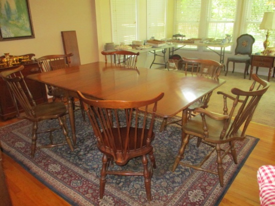 Pennsylvania House Cherry Gate Leg Drop Leaf Table, Two Leaves, Fiddle Back Chairs