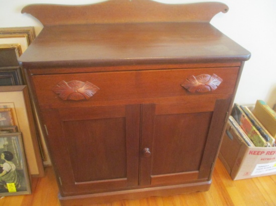 Antique Console Cabinet with Carved Drawer Pulls