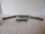3 Pewter Train Cars and 1 Pewter Fire Truck