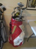Maxfli Leather Golf Bag w/ Woods and Putters