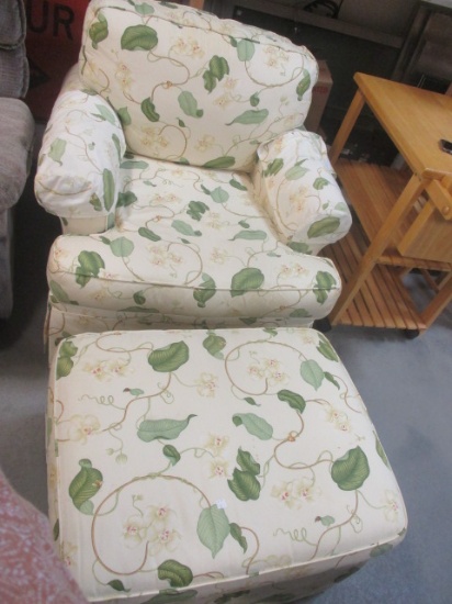 Highland House Upholstered Over-Stuffed Chair and Ottoman