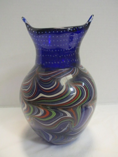 C&D Blue Art Glass Vase