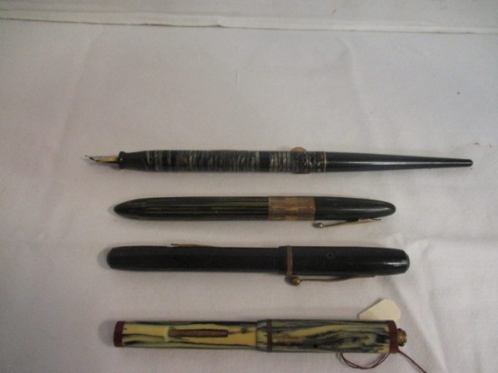 Four Antique Fountain Pens with 14K Gold Nibs