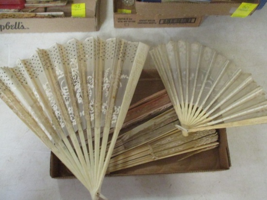 Five Antique Celluloid Hand Fans with Sheer Lace Fans