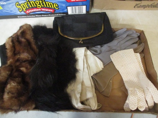Vintage Fur Collars, Evening Gloves and Clutch Purse