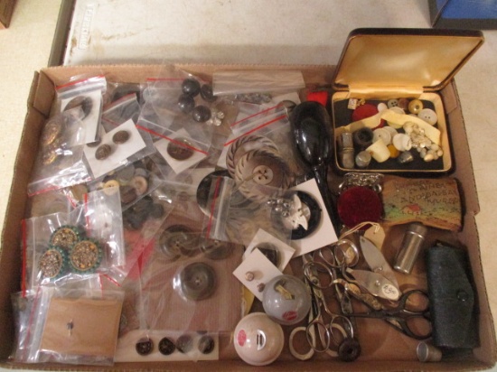 Vintage Buttons and Sewing Sundries-Some Glass and Mother of Pearl Buttons