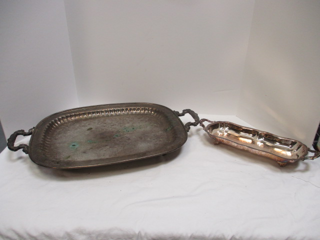 Vintage Leonard Silver Plate Large Footed Tray