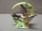 Mallard Duck in Crescent Moon Wall Pocket Hand Painted Florart approx. 6 1/2