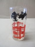 Red Check Scottie Dog Drinking Glass approx. 5