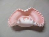 Fenton Pink & White Satin Dish