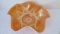 Opalescent Marigold Ruffle Bowl with Starburst Design