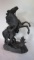 Painted Black Cast Metal Man and Rearing Stallion Statue