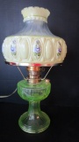 2012 Aladdin Yellow Uranium Vaseline Glass Electrified Parlor Lamp with Hand